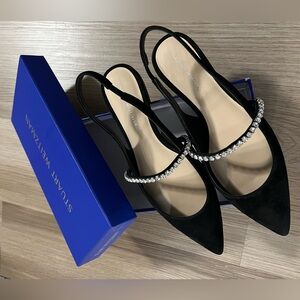 Brand New STUART WEITZMAN Crystalline Slingback Suede Flats Size 7
